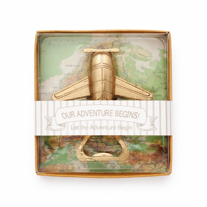 Marturie botez-nunta desfacator de sticle avion vintage – cadou personalizat invitati