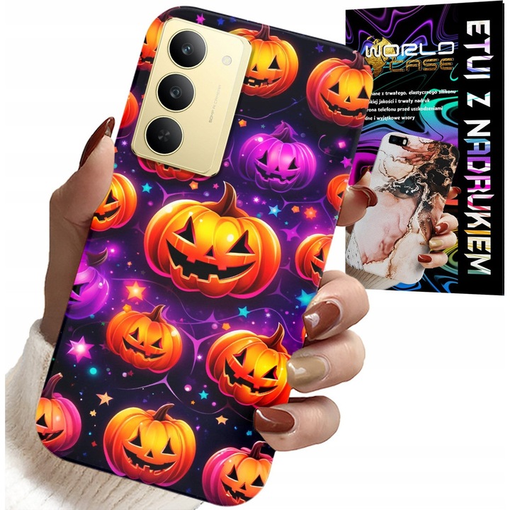 Telefontok Realme 14X, World Case, Halloween, idegen minták, szilikon