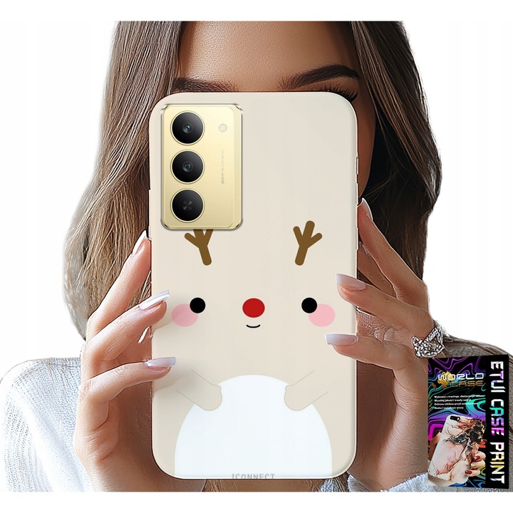 World Case telefontok, rénszarvasok, szilikon, színes nyomtatás, Realme 14X-hez