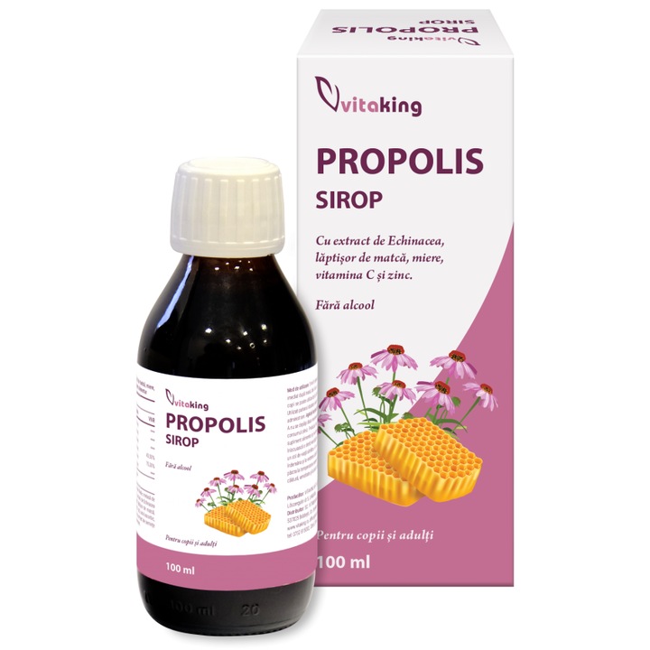 Sirop Propolis cu extract de Echinaceea si Laptisor de Matca, Vitaking, 100 ml