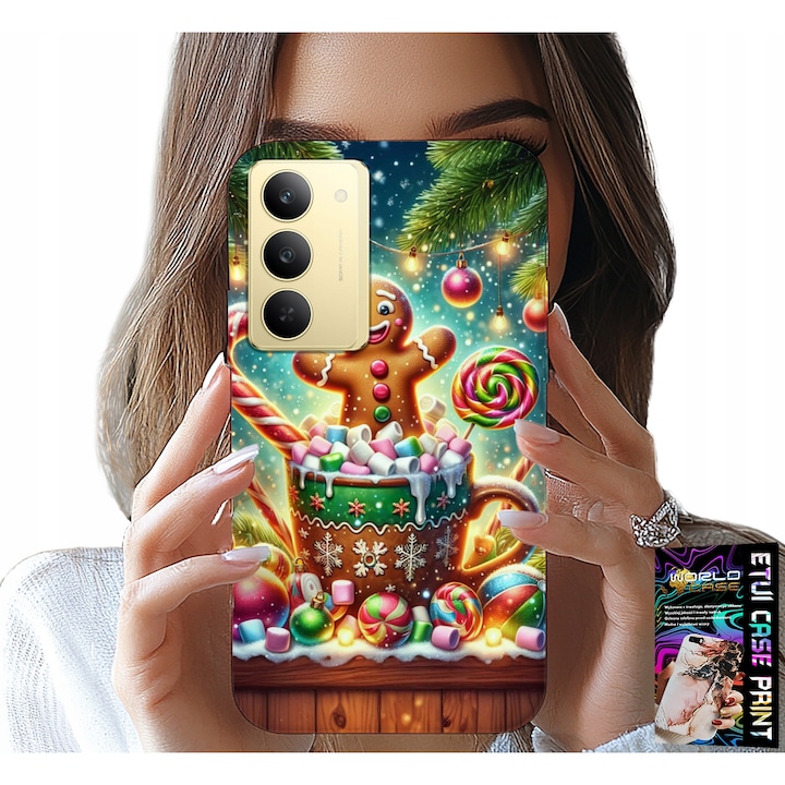 Telefontok, World Case, Realme 14X, szilikon, ünnepi nyomtatás, 0,2 mm