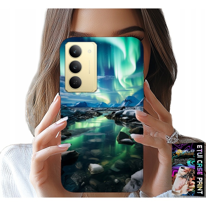 World Case telefontok, Alaszka mintás táska, szilikon, karcolás elleni védelem, kompatibilis a Realme 14X-el