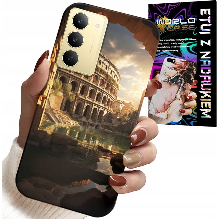 World Case Róma Colosseum szilikon tok, színes nyomtatással, Realme 14X-hez