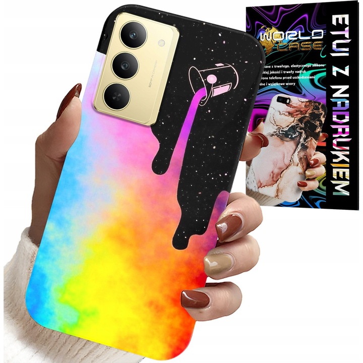 World Case telefontok, színes nyomtatás, szilikon, Realme 14X-hez