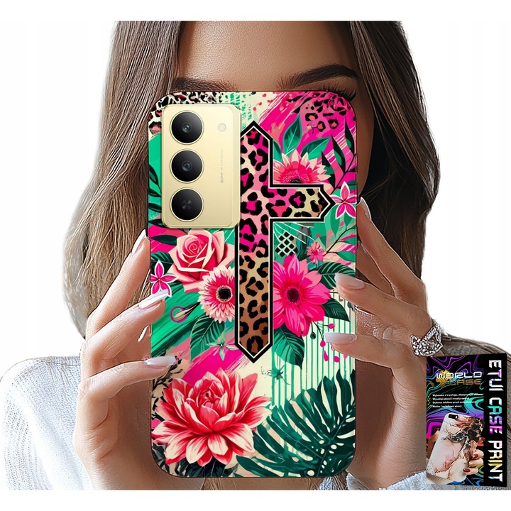 Telefontok Realme 14X, World Case, rózsa, szilikon, Krisztus nyomtatás