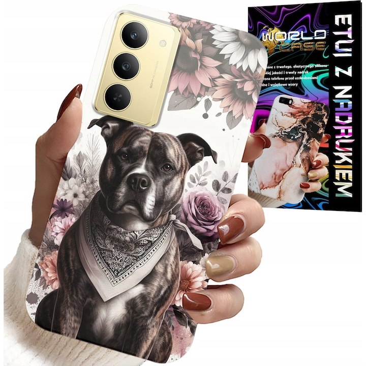 Telefontok, World Case, Pitbull Grozne Psy, szilikon, színes nyomtatás, Realme 14X-hez