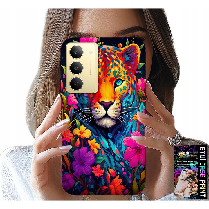 World Case telefontok, tigris mintás, szilikon, színes nyomtatás, Realme 14X-hez