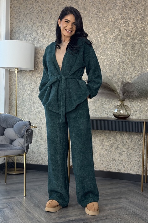 Ramona Badescu Exclusive, Set tricotat cu model petrecut Princessa, Verde inchis