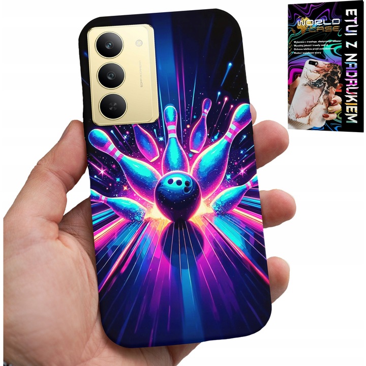 Telefontok, World Case, Kregle Bowling Strike, színes nyomtatás, szilikon, Realme 14X-hez