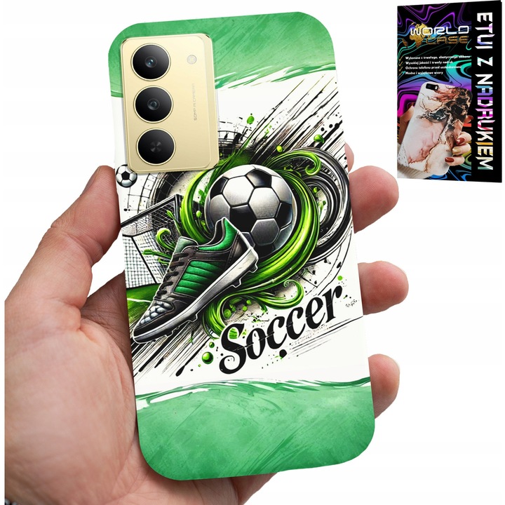 World Case telefontok, foci, szilikon, színes nyomtatás, Realme 14X-hez