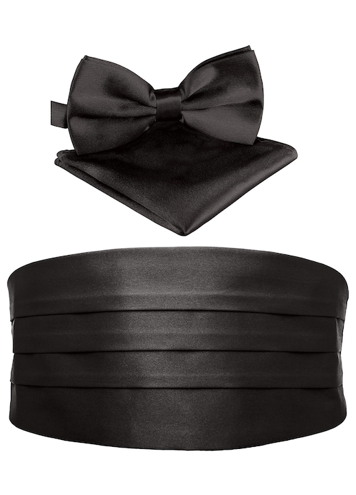 Papion Pentru Barbati, PsAyl®, Set papion, batista si brau, Usor de asortat, Confortabila si moale, Respirabil, Potrivit pentru petreceri de dans, nunti, banchete, Poliester, Negru