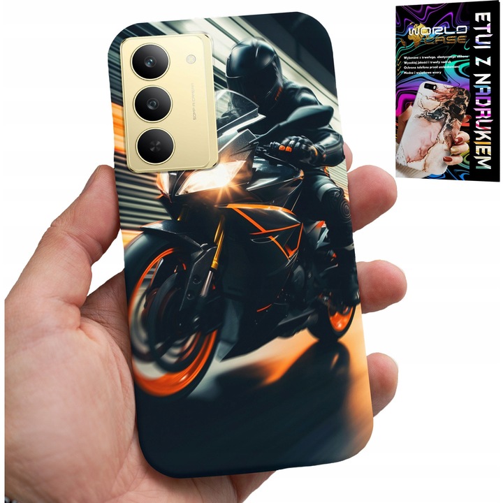 World Case telefontok, Motoros, szilikon, színes nyomtatás, Realme 14X-hez