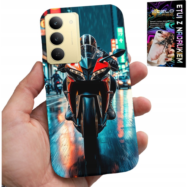 Szilikon tok Realme 14X telefonhoz, World Case, motoros design, színes nyomtatás, egyedi méretek