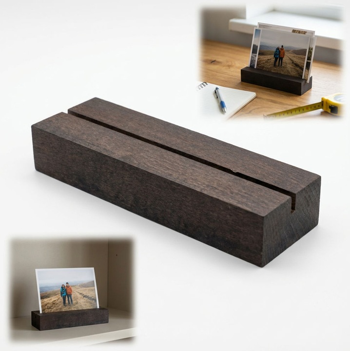 Fotó- és jegyzetállvány, PEEWIT, festett bükkfa, barna, 15x5x3cm