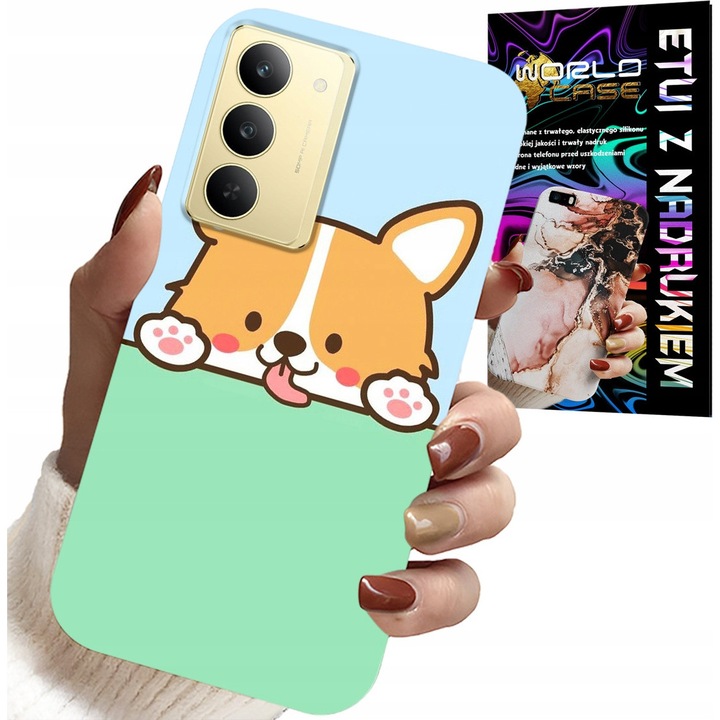 Realme telefontok, World Case, Słodki Piesek nyomtatással, szilikon, 0,2 mm