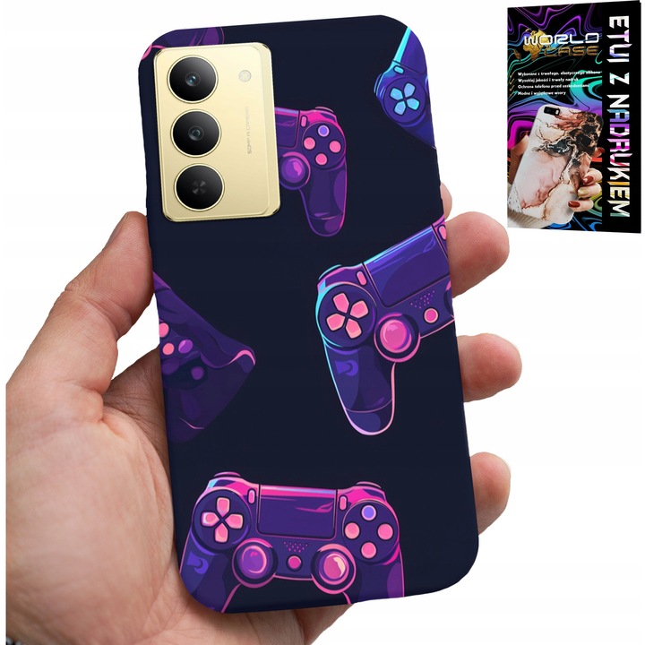 World Case telefontok Realme 14X-hez, játéknyomtatással, szilikon, megfelelő méretű