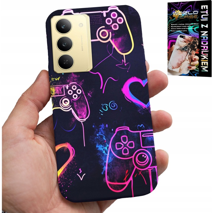 World Case telefontok, gamer grafika, szilikon, Realme 14X-hez