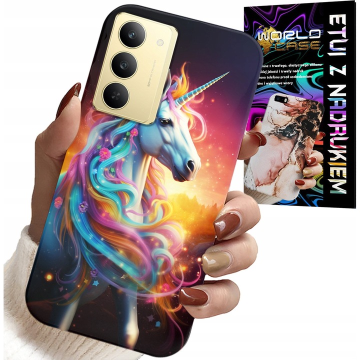 Telefontok, World Case, unikornis, szilikon, Realme 14X-hez