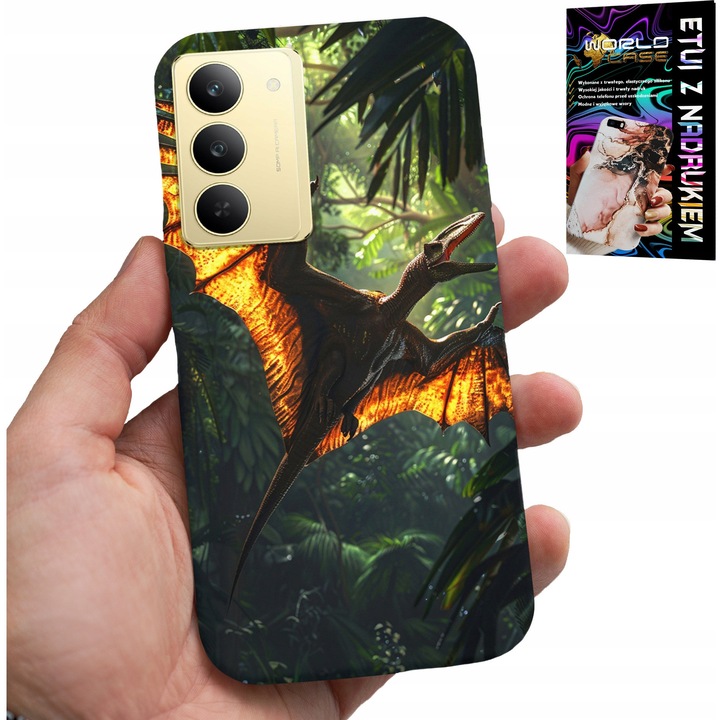 World Case telefontok, Pterodactyl dinoszaurusz, szilikon, többszínű, Realme 14X-hez