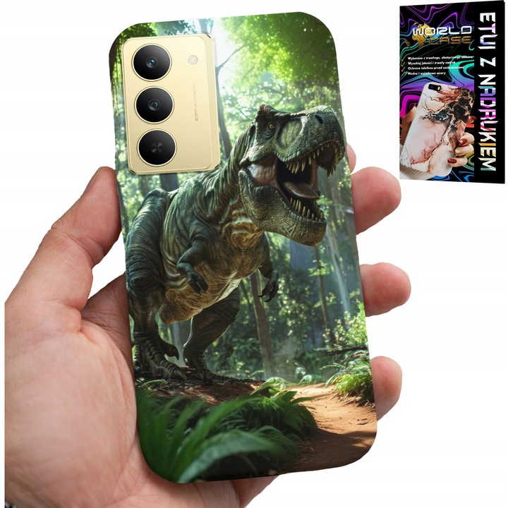 Tok Realme 14X, World Case, Tyrannosaurus dinoszaurusz, szilikon, színes nyomtatás