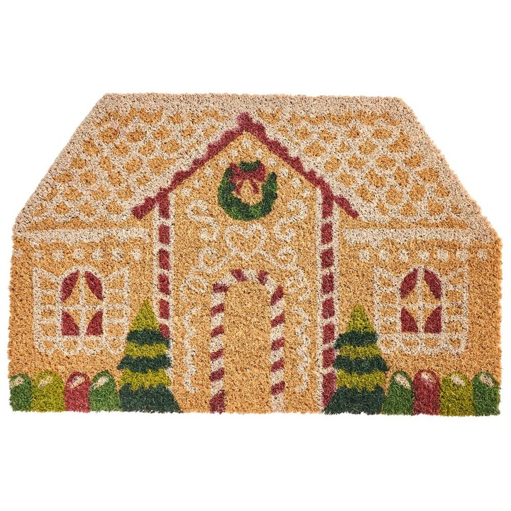 Covor intrare Selatna Natural 45 x 75 cm Model festiv Fibra de nuca de cocos