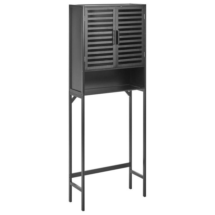 Dulap de baie Okarche Lemn de bambus 63 cm Negru