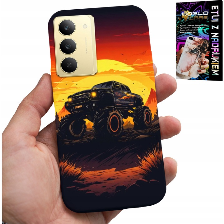 Telefontok Realme 14X-hez, World Case, Monstertruck modell, színes nyomtatás, szilikon