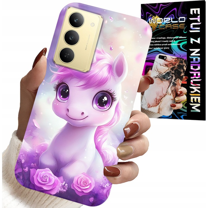 World Case telefontok, unikornis, szilikon, Realme 14X-hez