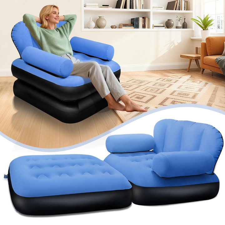 Felfújható matrac, Luoistu®, PVC, kék/fekete
