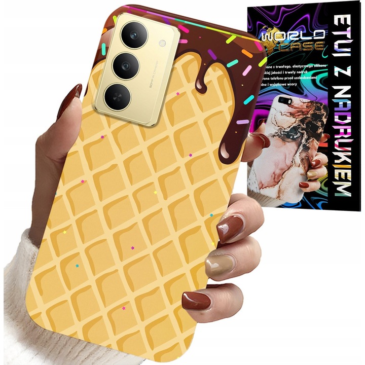 Szilikon tok, World Case, gofri mázzal design, Realme 14X-hez