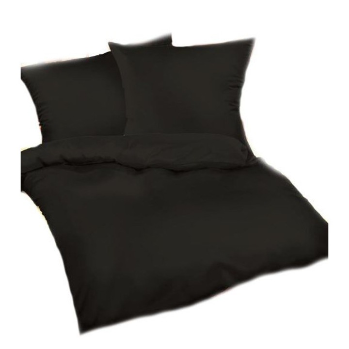 Posza de pat 200x220cm, bumbac, neagra, pentru 2 persoane, fara fete de perna