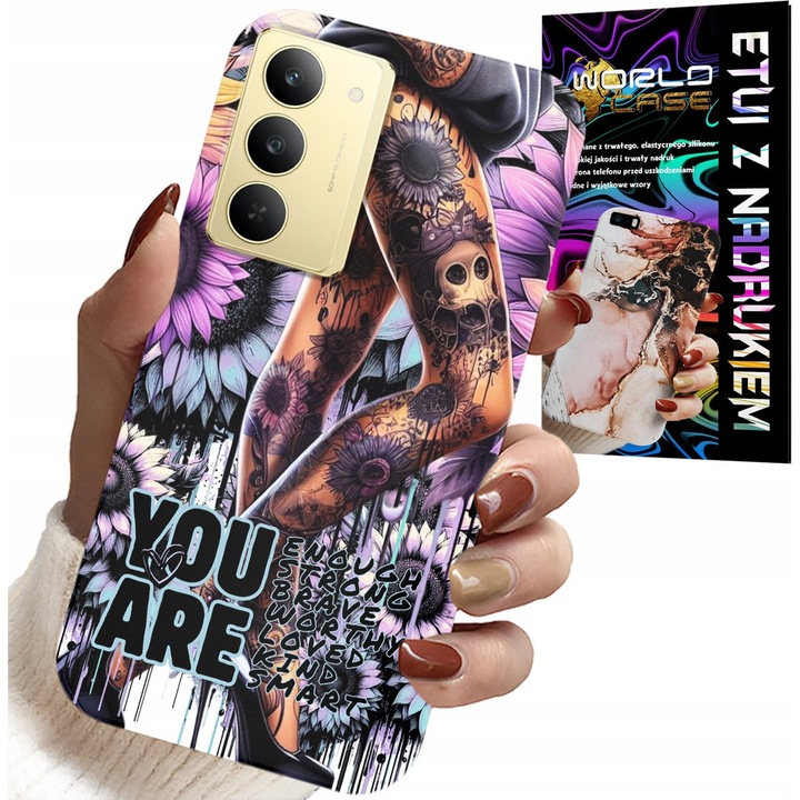 World Case telefontok, Realme 14X-hez, NŐI MINTÁK nyomtatással, szilikon, 0,2 cm