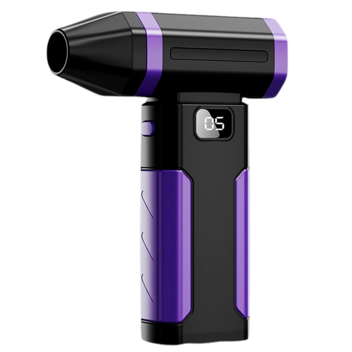 Suflanta Aer Comprimat Portabila, DEYKAY, Turbo Fan 100000 RPM, motor fara perii, pentru auto, curatare filtre, frizerie, PC, gratar, indepartare frunze, praf, apa, Baterie 6000 mAh, Violet