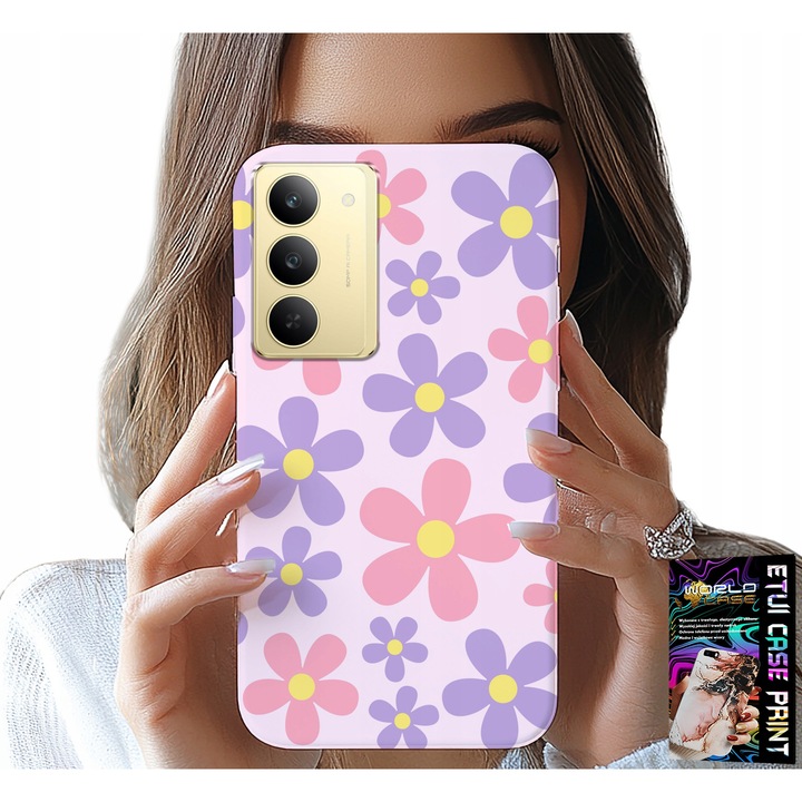 Realme telefontok, World Case, színes virágok, szilikon, 0,2cm