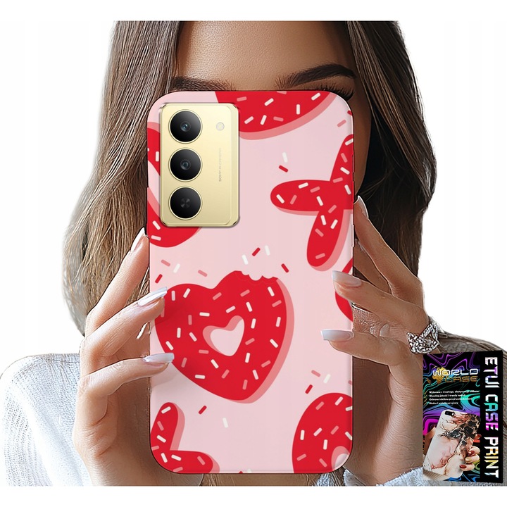 Telefontok, World Case, XOXO Szív modell, szilikon, színes nyomtatás, kompatibilis Realme 14X