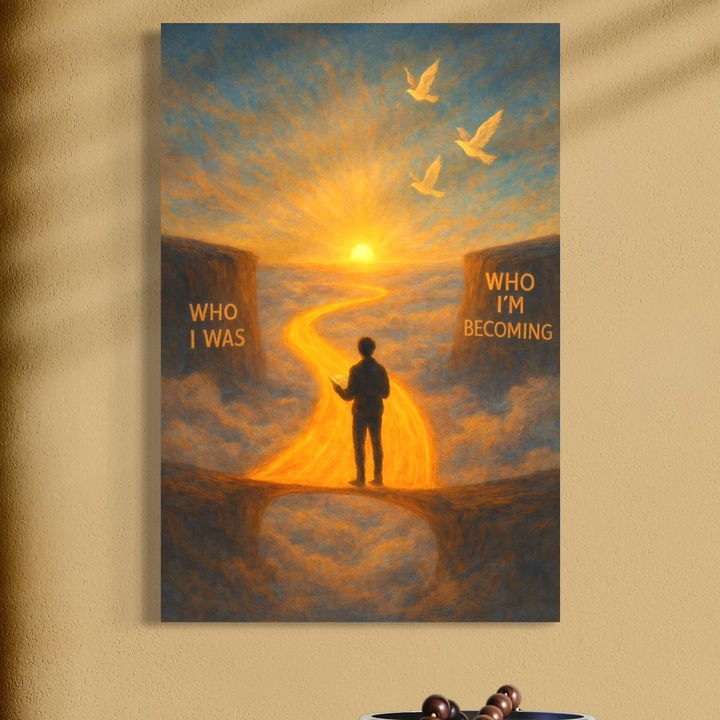 Tablou Canvas Premium, LuxCanva® Q1029, Drumul Schimbarii, 40 X 60 CM, Panza Bumbac 100% 400g/m2, Sasiu Lemn, Mesaj, Motivatie, Calatorie, Destin, Pasari, Armonie, Evolutie, Lumina, Birou, Dormitor