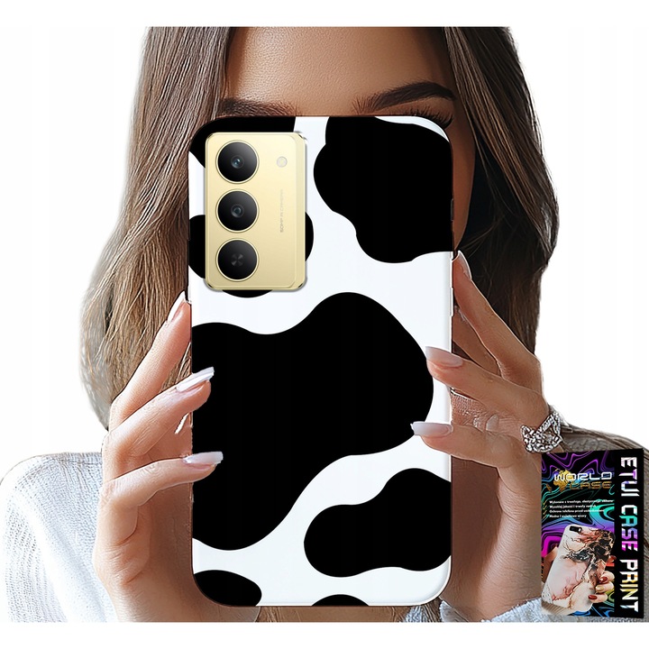 Telefontok, World Case, fekete design fehér vonalakkal, szilikon, Realme 14X-hez