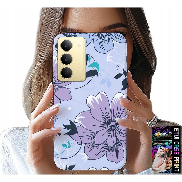 World Case telefontok, Virágos virágok, szilikon, 0,2 mm, Realme 14X-hez