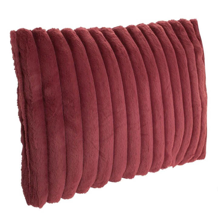 Perna Decorativa Bordo din Blana Artificiala cu Model pentru Canapea 55x37cm