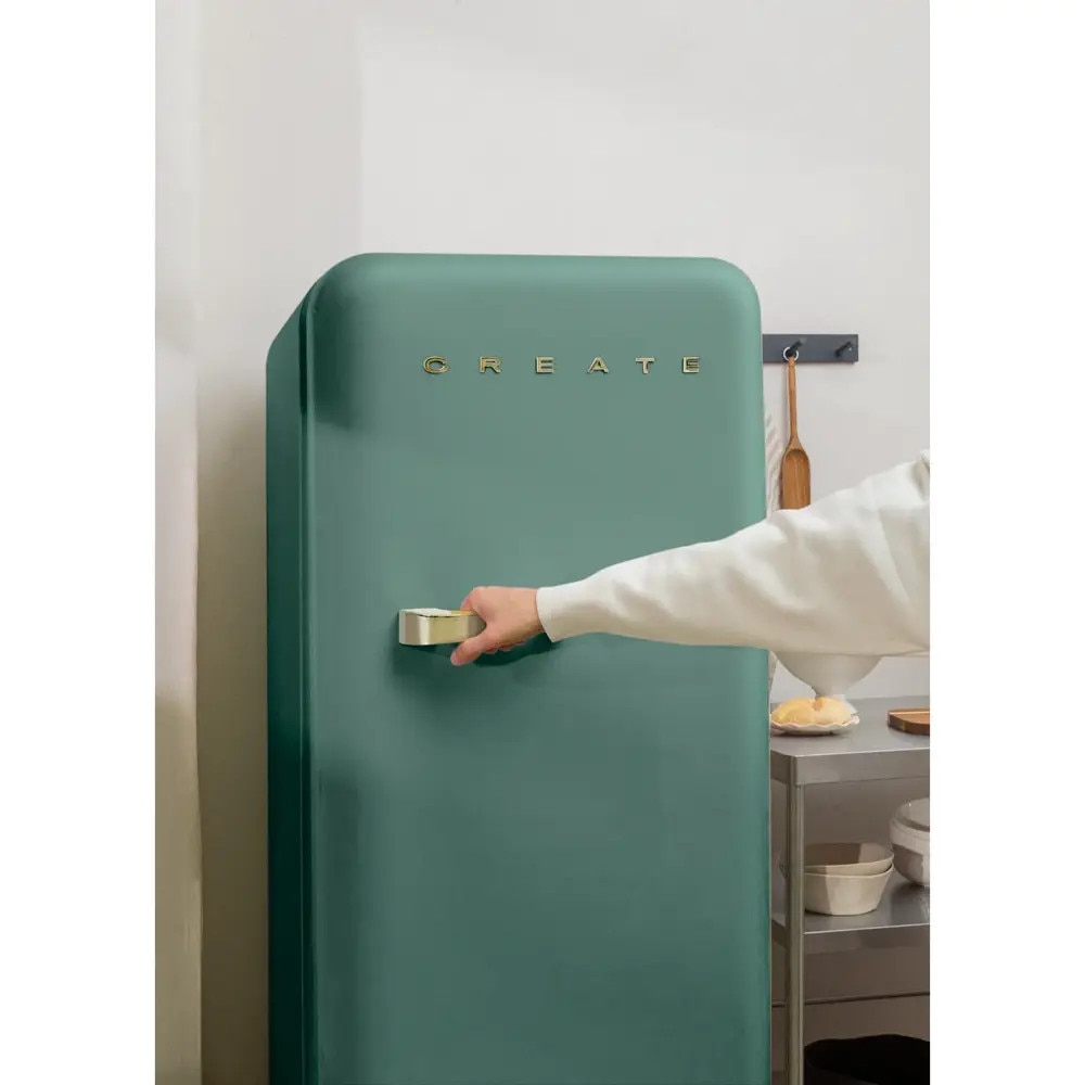 Frigider Retro Create, 281 litri, congelator 21 litri, sage/gold, 60x150x60cm