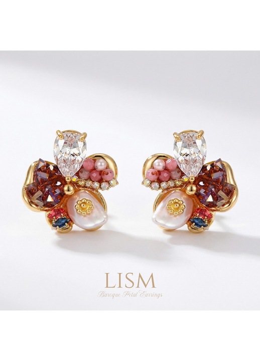 Cercei Stud cu Perla Baroca, Argint 925, Placare Aur 18K, Design Elegant, 2.1cm