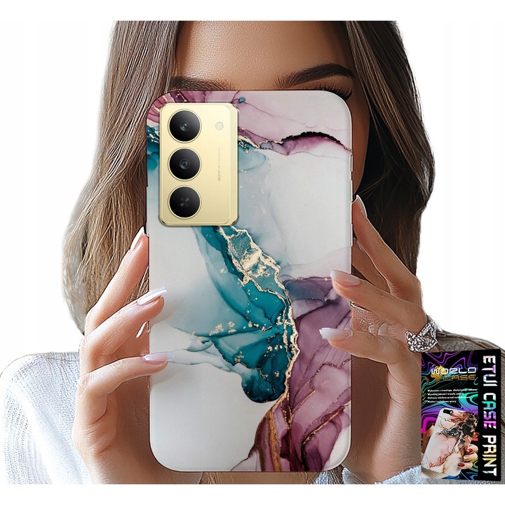 World Case telefontok, márvány design, szilikon, Realme 14X-hez