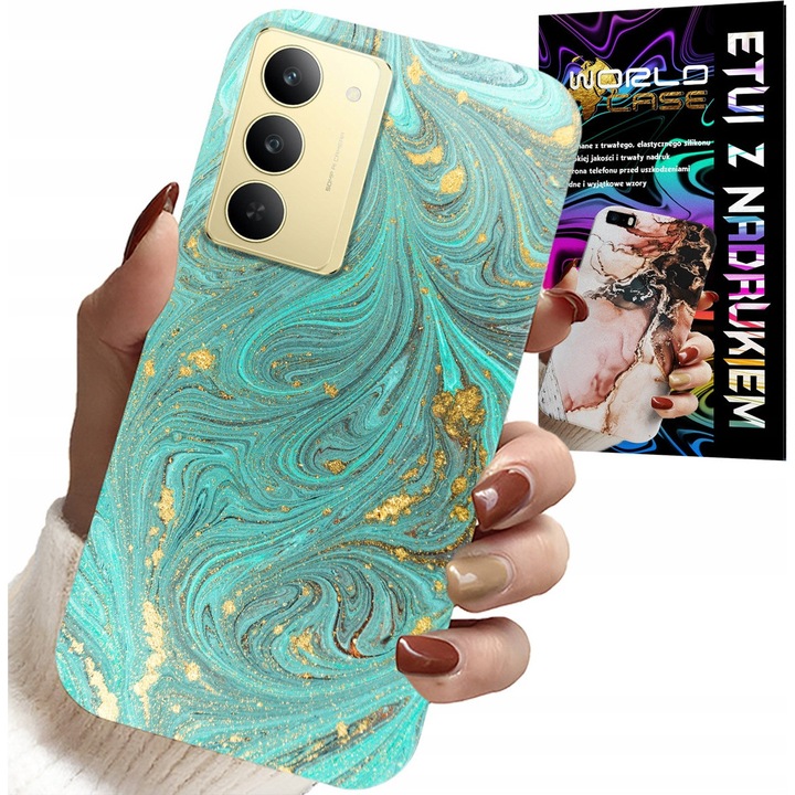 World Case telefontok, márvány, 0,2 mm szilikon, Realme 14X-hez