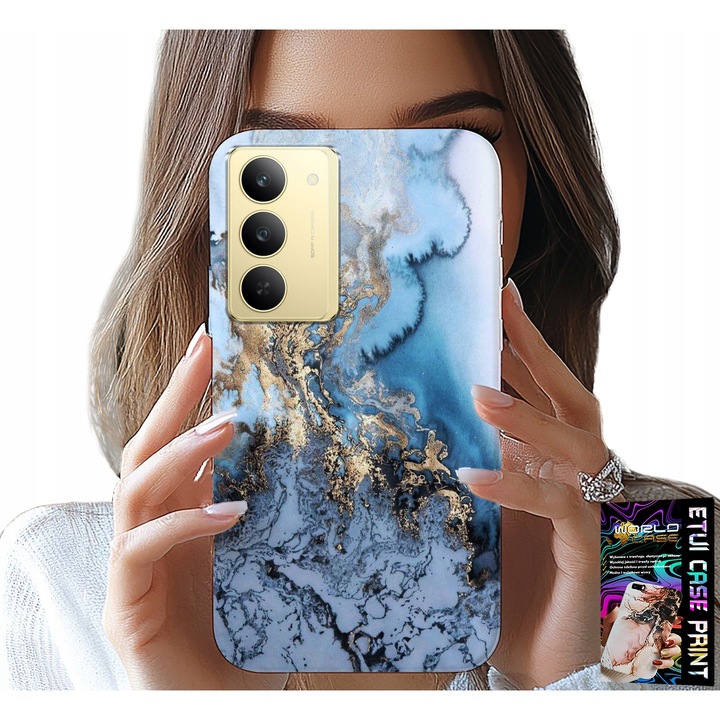 Szilikon tok Realme 14X-hez, World Case, márvány mintás, karcolás elleni védelem, többszínű