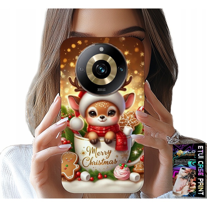 World Case telefontok Realme 11 Pro-hoz, rénszarvas mintás, szilikon, többszínű