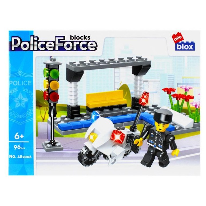AlleBlox - Police Force Rendőrségi motor 96 db-os építőkocka játékszett (AB2006)