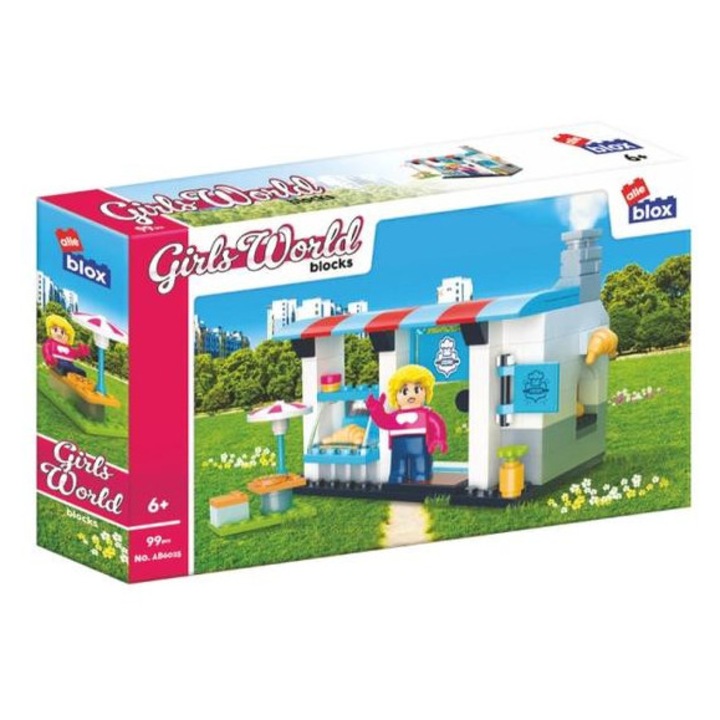 AlleBlox - Girls World Cukrászda 99 db-os építőkocka játékszett (AB6025)