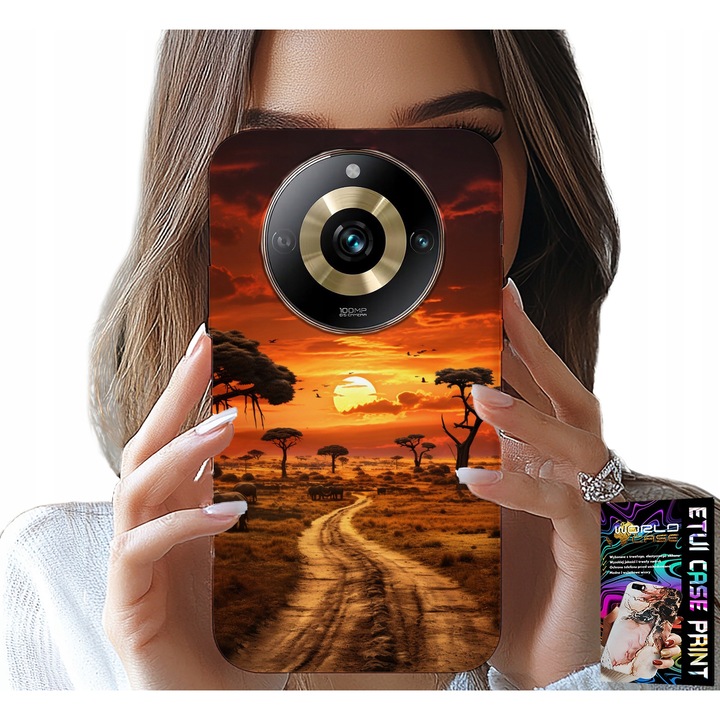 World Case telefontok, Safari Africa, szilikon, színes nyomtatás, Realme 11 Pro
