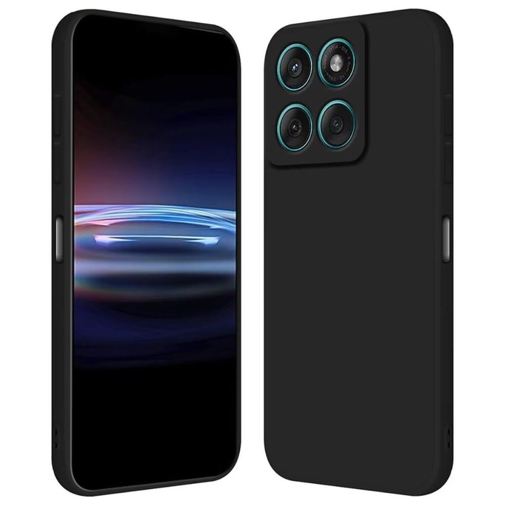 Husa Silicon Jelly Liquid, Compatibil cu Motorola Moto G86, Ultra Slim, din silicon high tech, Protectie la Camera, Negru