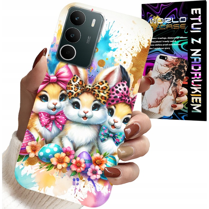 Telefontok Realme-hez, World Case, nyuszis mintás, szilikon, 0,2cm